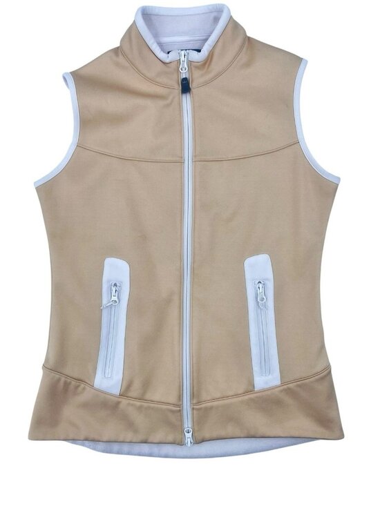 Peter Millar Jackets & Blazers - PETER MILLAR Women's Tan White Trim Element Warmth Full Zipper Vest Small